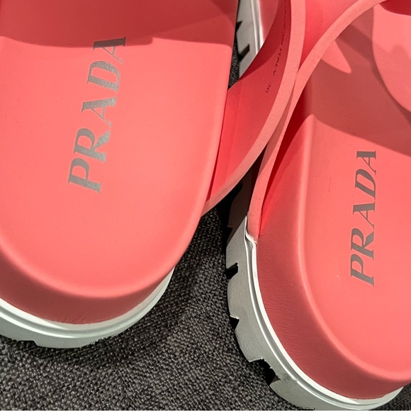 Prada EVA Rubber Buckled Lug Sole 20mm Thong Sandals 36 Begonia - Picture 5 of 6